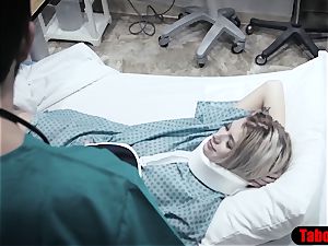 doc gives patient a sponge tub and vaginal explore